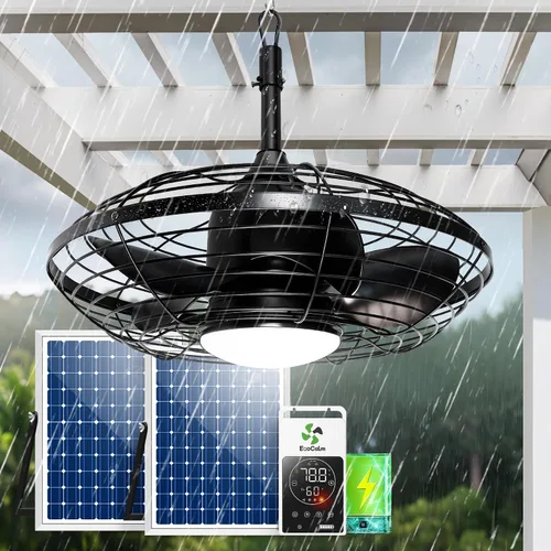 Luz solar para ventilador de techo al aire libre con termostato
