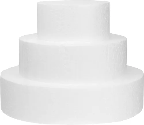 Vista 2 de Juego de 3 muñecos redondos de espuma para tartas de 4, 6, 8 x 2 pulgadas para decorar y exhibir