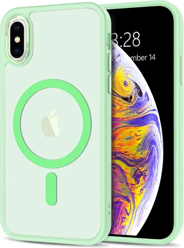 Vista 297 de Anuck - Funda magnética para iPhone 11 compatible con MagSafe, carcasa trasera mate translúcida dura, borde de TPU, delgada, resistente a impactos