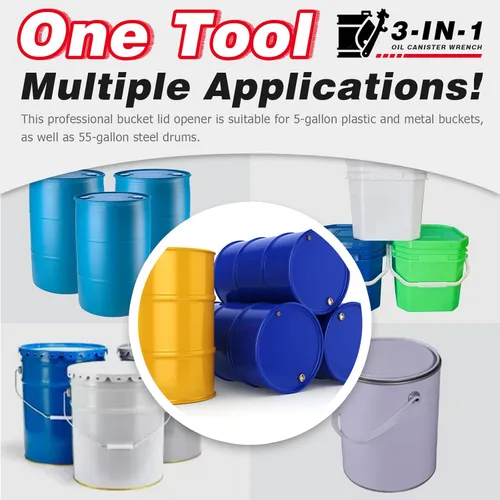 Vista 8 de Mellbree Llave de tapón de aluminio 3 en 1, herramienta mejorada de 9.6 pulgadas para abrir baldes de 5 galones, llave de tapones para barriles