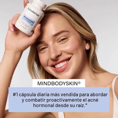 Vista 3 de CLEARSTEM - MINDBODYSKIN Suplemento hormonal para el acné (5-HTP) - Suplemento DIM natural - Vitaminas para el cuidado de la piel - Equilibrio