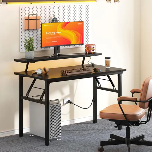 Vista 280 de DlandHome Escritorio plegable pequeño de 31.5 pulgadas, escritorio de computadora para oficina en casa, mesa plegable para espacios pequeños,