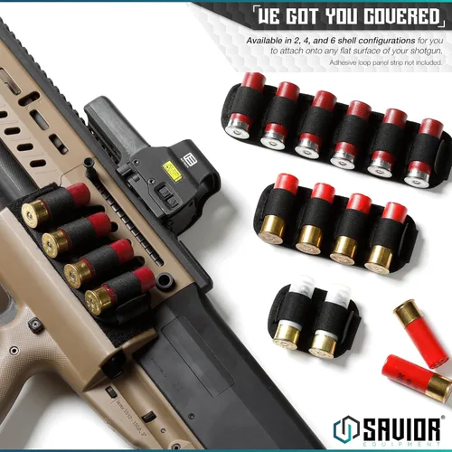 Vista 6 de Savior Equipment Tactical Shotgun Shell Card Bullet Holder for 12 Gauge Ammo, Shotgun Ammo Carrier for 2-6 Round Side Loader