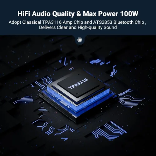 Vista 3 de Mini amplificador Bluetooth para altavoces, amplificador de audio estéreo (50Wx2)/mono (100W)/modo dual (100Wx2), entradas AUX y Bluetooth de hasta