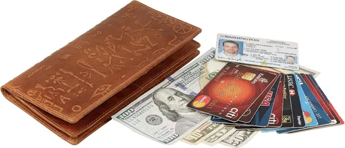 Vista 5 de Mou Meraki Cartera larga plegable de piel auténtica para hombre con bloqueo RFID