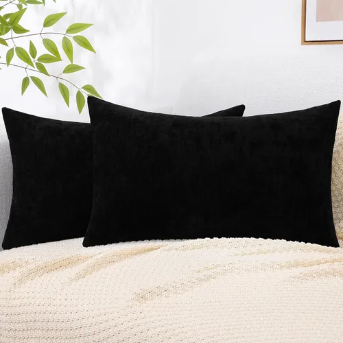 Vista 37 de decorUhome Juego de 2 fundas de almohada decorativas de felpilla Aqua Haze de 18 x 18 pulgadas, fundas de almohada suaves y sólidas teñidas