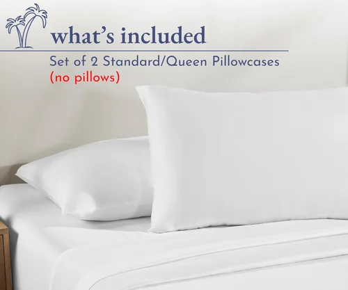 Vista 5 de California Design Den Juego de 2 fundas de almohada estándar tamaño Queen - 100% algodón, juego de 2 fundas de satén suave, se adapta a almohadas