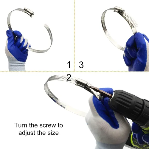 Vista 5 de Abrazaderas de conducto de acero inoxidable 304 ajustables de 3 pulgadas, abrazadera de tubo, abrazadera de conducto de aire, abrazaderas