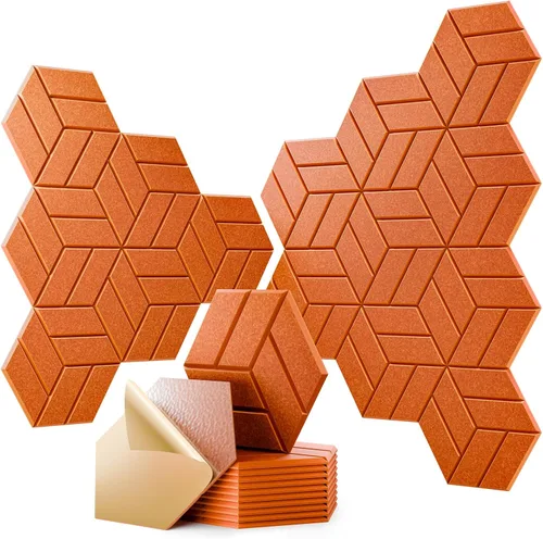 Vista 27 de Paquete de 12 paneles acústicos, paneles acústicos de 12 x 12 x 0.4 pulgadas, paneles de espuma a prueba de sonido para paredes, paneles de sonido