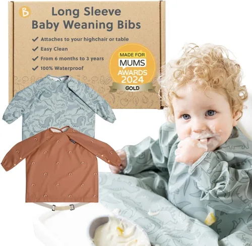 Vista 10 de BIBaDO - Baberos de manga larga para bebés - Bebés y niños pequeños de 6 a 36 meses - Babero de destete LED para bebés - Fácil de limpiar, suave e