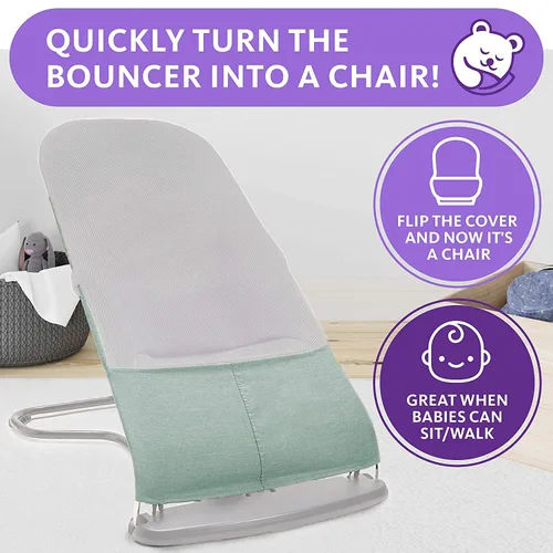 Vista 5 de ComfyBumpy Asiento ergonómico para bebé, funda de transporte de viaje adicional, silla inflable segura y portátil con posiciones de altura