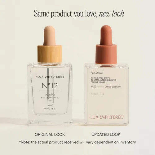 Vista 2 de + Lux Unfiltered N°12 Gotas para broncear la cara - Gotas de bronceado no comedogénicas para la cara con ácido hialurónico, vitamina E y aceite