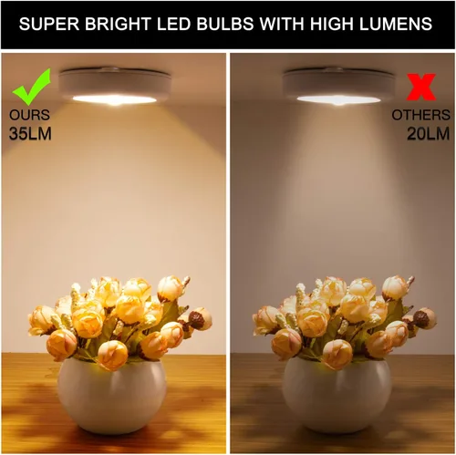 Vista 7 de Mlambert Paquete de 4 luces LED de noche con sensor de movimiento, luces inalámbricas con imán adhesivo con batería, iluminación segura para Blanco