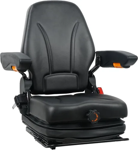 Vista 2 de DSC - Asiento de tractor universal con suspensión con reposabrazos ajustable, bolsa para documentos, asiento de respaldo alto, cinturón de seguridad