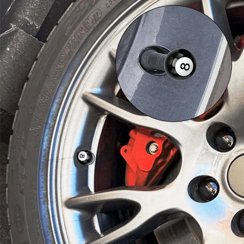 Vista 4 de 4PCS Pool 8 Ball Style Tire Valve Stem Cap, Car Tire Accessories, Copper Core Dustproof Tire Valve Stem Cover, Corrosion Resistant Airtight Tyre