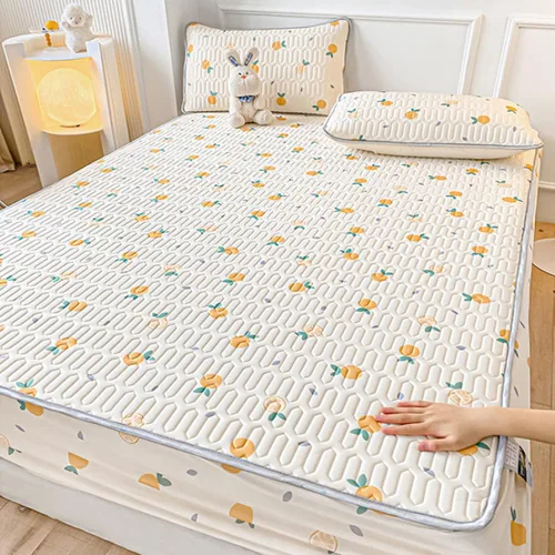 Vista 21 de FCLDESHOP Comfort Hotel - Sábana bajera ajustable de bolsillo profundo, juego de sábanas bajeras y fundas de almohada de seda de hielo de látex