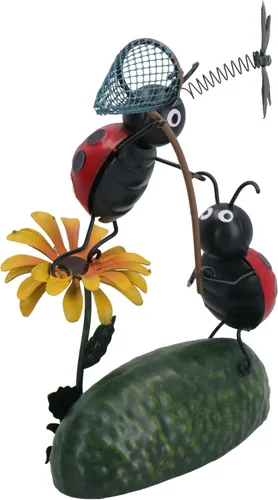 Vista 3 de AB Tools Miniature Life Metal Ladybird Catching Dragonfly Garden Gift Ornament 2.4x4.7x7.9 in