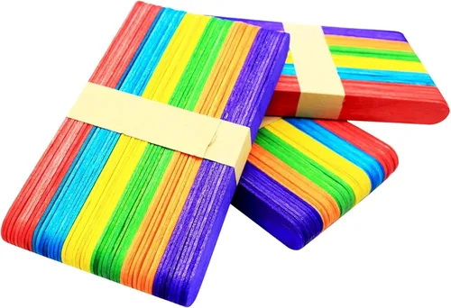 Kang&Chang Palitos de madera de colores de 6 pulgadas, paquete de 500 | Palitos de madera de arcoíris jumbo en 6 colores vibrantes para proyectos