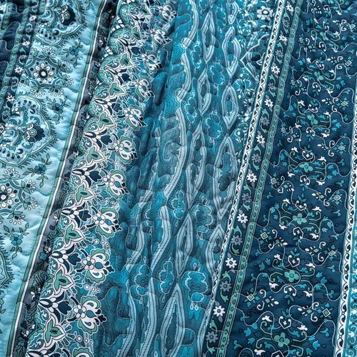 Vista 7 de WONGS BEDDING Juego de edredón bohemio tamaño individual, juego de ropa de cama azul bohemio individual, colcha de microfibra ligera con funda
