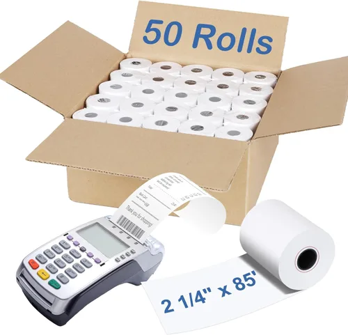 Vista 9 de Rollos de papel térmico de 2 1/4 pulgadas x 50 pies (50 rollos), papel de recibo sin BPA, papel térmico de recibo de 2.283 in para impresora térmica