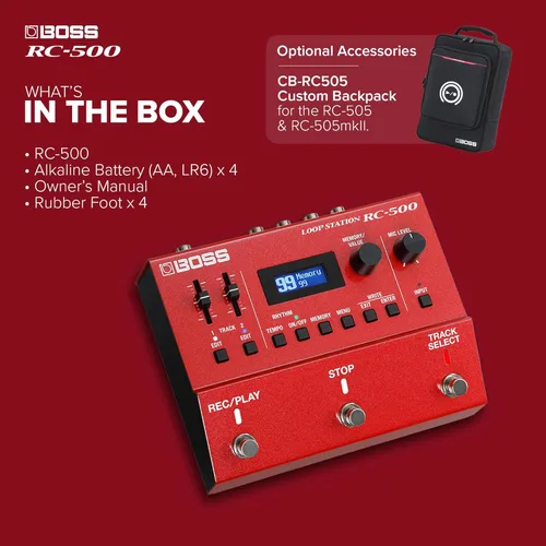 Vista 7 de BOSS RC-500 Loop Station Looper Avanzado de Dos Pistas con Mezcla Integrada y Opciones de Control Profundo Calidad de Sonido Líder en su Clase