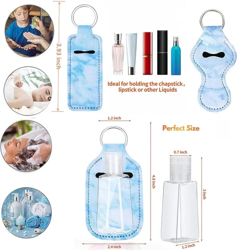 Vista 7 de BATUMEYE Set de regalo para mujer con pompón, cordón para bálsamo labial, tarjetero, silbato, soporte para botella de viaje, botella abierta