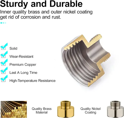 Vista 6 de G 1/2 Female to 3/8 Male COMP Reducer Adapter, Brass Pipe Fittings Water Hose Adapter, Compression Fitting for Kitchen Bathroom Faucet, Pipe