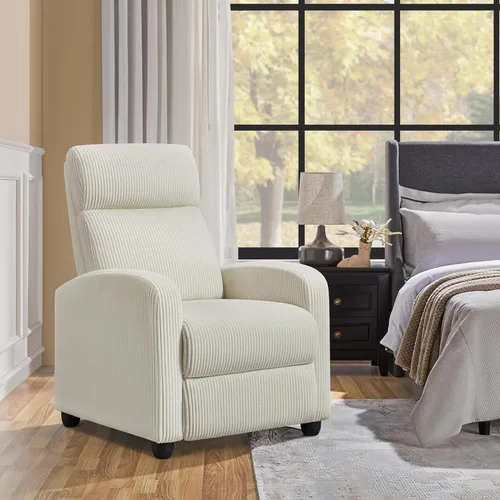 Vista 9 de Yaheetech Silla reclinable de pana para sofá individual, asiento de cine en casa, silla reclinable moderna ajustable para sala de estar, dormitorio