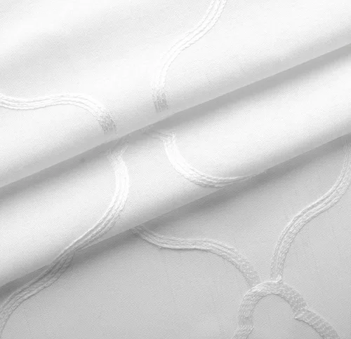 Vista 7 de Miuco, cortinas de imitación de lino con bordado marroquí, semitransparentes, con ojales para salón o dormitorio