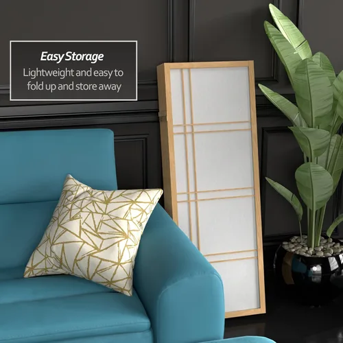 Vista 43 de Pantalla Shoji corta de doble cruz de 4 pies - Negro - 6 paneles