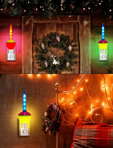 Vista 5 de Bombillas de repuesto de luces de burbujas de Navidad, bombillas de repuesto de luces LED tradicionales vintage de burbujas E12/C7, base