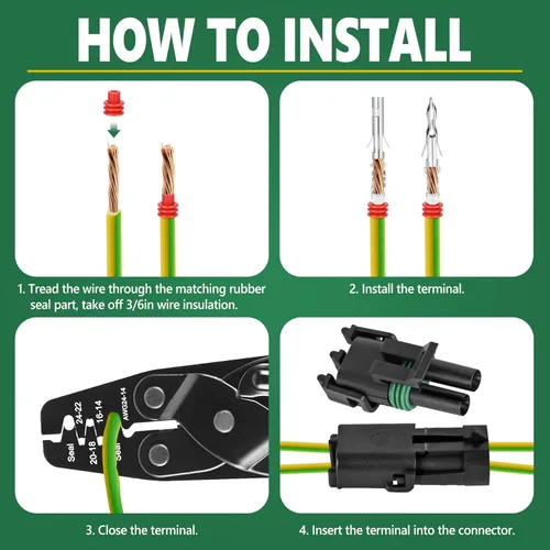 Vista 5 de 367 piezas 20 kits de conectores eléctricos automotrices impermeables 1/2/3/4/6 pines macho y hembra 22-14AWG arnés de cables conector de bujía
