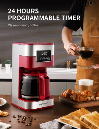 Vista 3 de SHARDOR Cafetera programable de 10 tazas, máquina de café de goteo de preparación regular y fuerte para el hogar y la oficina, apagado automático