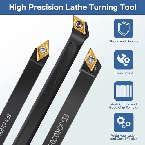 Vista 7 de Herramientas de torno de carburo – Juego de herramientas de corte de torno de metal, 21 piezas, 7 soportes de torneado de 5/16 pulgadas + 14 piezas