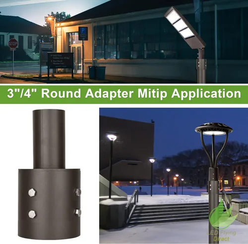 Vista 4 de Adaptador de espiga de poste redondo de 3 pulgadas, adaptador de soporte vertical con soporte deslizante (OD 2 3/8 pulgadas) para iluminación