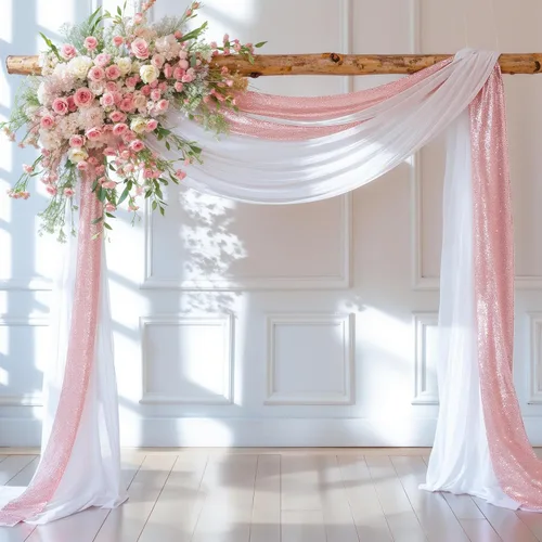 Vista 9 de PARTISKY Tela drapeada para arco de boda, cortinas negras de 19 pies, cortinas transparentes para telón de fondo, decoración de arco de boda