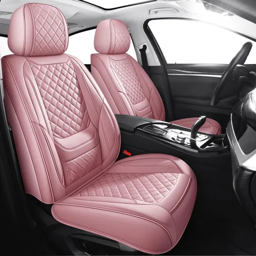 Vista 14 de Chezope - Fundas de asiento de cuero, par delantero de color beige, protectores de asiento de coche transpirables, accesorios de coche resistentes