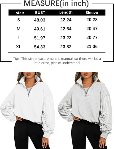 Vista 7 de Trendy Queen Sudaderas con capucha y media cremallera para mujer, con cremallera de un cuarto, manga larga, ropa de moda