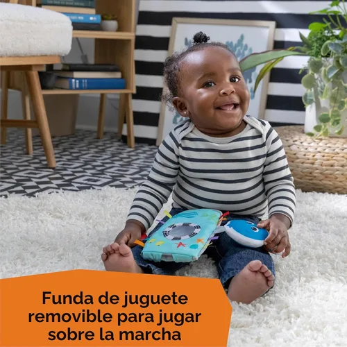 Vista 5 de Baby Einstein Ocean Explorers Musical Compact, columpio ligero para bebé, 6 velocidades multidirección, vibraciones, música, sonidos, 0-9 meses, Gris
