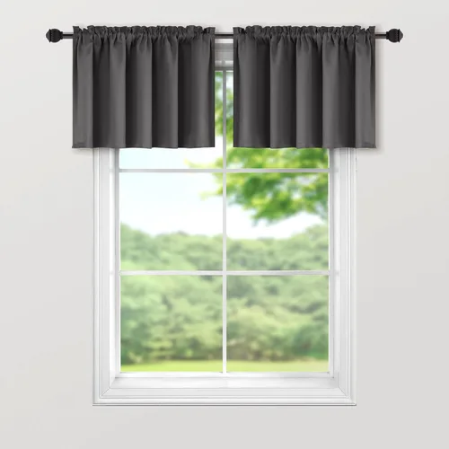 Vista 3 de Mrs.Naturall Juego de 2 cortinas de cenefa gris oscuro para ventana de cocina, paquete de 2 cenefas opacas para oscurecimiento de habitación