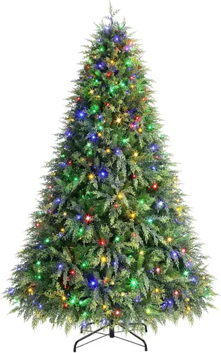 SHareconn Árbol de Navidad de ciprés artificial preiluminado de 7 pies