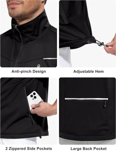 Vista 6 de Little Donkey Andy Chaqueta de golf Softshell de manga corta para hombre Negro