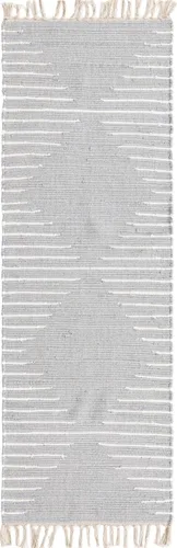 Vista 2 de Unique Loom Chindi Cotton Collection - Alfombra de área Briah (2 pies 2 pulgadas x 6 pies 1 pulgada, gris claromarfil)