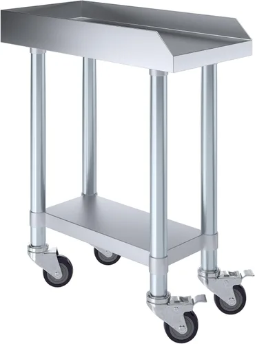 Vista 25 de AmGood Soporte para equipo de acero inoxidable, resistente, grado comercial, con estante inferior, certificado NSF