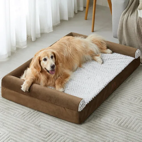 Vista 8 de WNPETHOME Camas ortopédicas para perros grandes, colchón de espuma viscoelástica impermeable para perros grandes con lados, fondo antideslizante