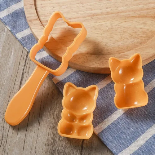 Vista 9 de Hemoton Juego de moldes de bolas de arroz con forma de gato, 5.31 x 1.57 x 0.78 pulgadas, fabricante de onigiri con relieves de algas tostadas