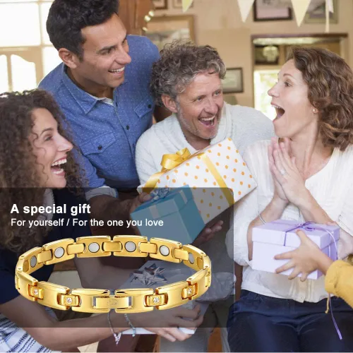 Vista 6 de JEROOT Pulseras magnéticas de titanio para mujer, pulseras de titanio 100% puro, amigables con la piel, pulseras ultraligeras y ajustables