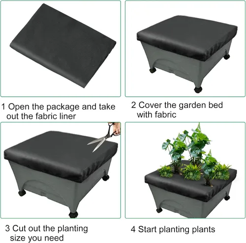 Vista 5 de Mofuiry Paquete de 2 fundas de repuesto para mantillo City Pickers, 20 x 24 pulgadas, color negro, con cubierta elástica elevada para jardineras