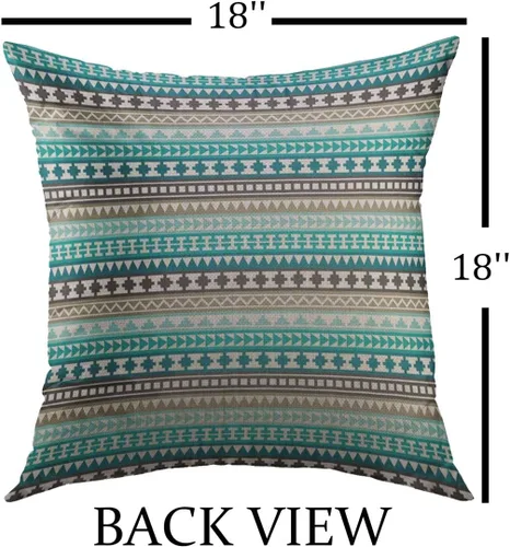 Vista 2 de Mugod Funda de almohada decorativa para sofá, azul, turquesa, verde azulado, gris, tribal, azteca, blanco, hipster, decoración del hogar, funda