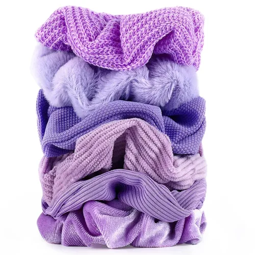 Vista 11 de Coleteros mate para el cabello, 6 piezas de coleteros de terciopelo para cabello grueso, ultra texturizados, suaves y mullidos, bandas